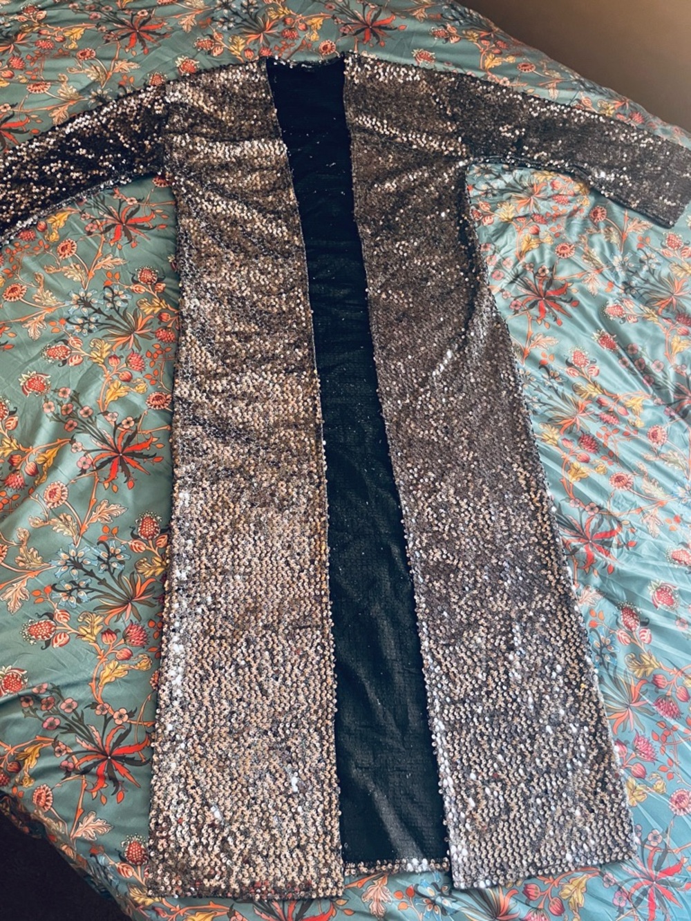 Nasty Gal Silver Sequin Longline Open Capeigan